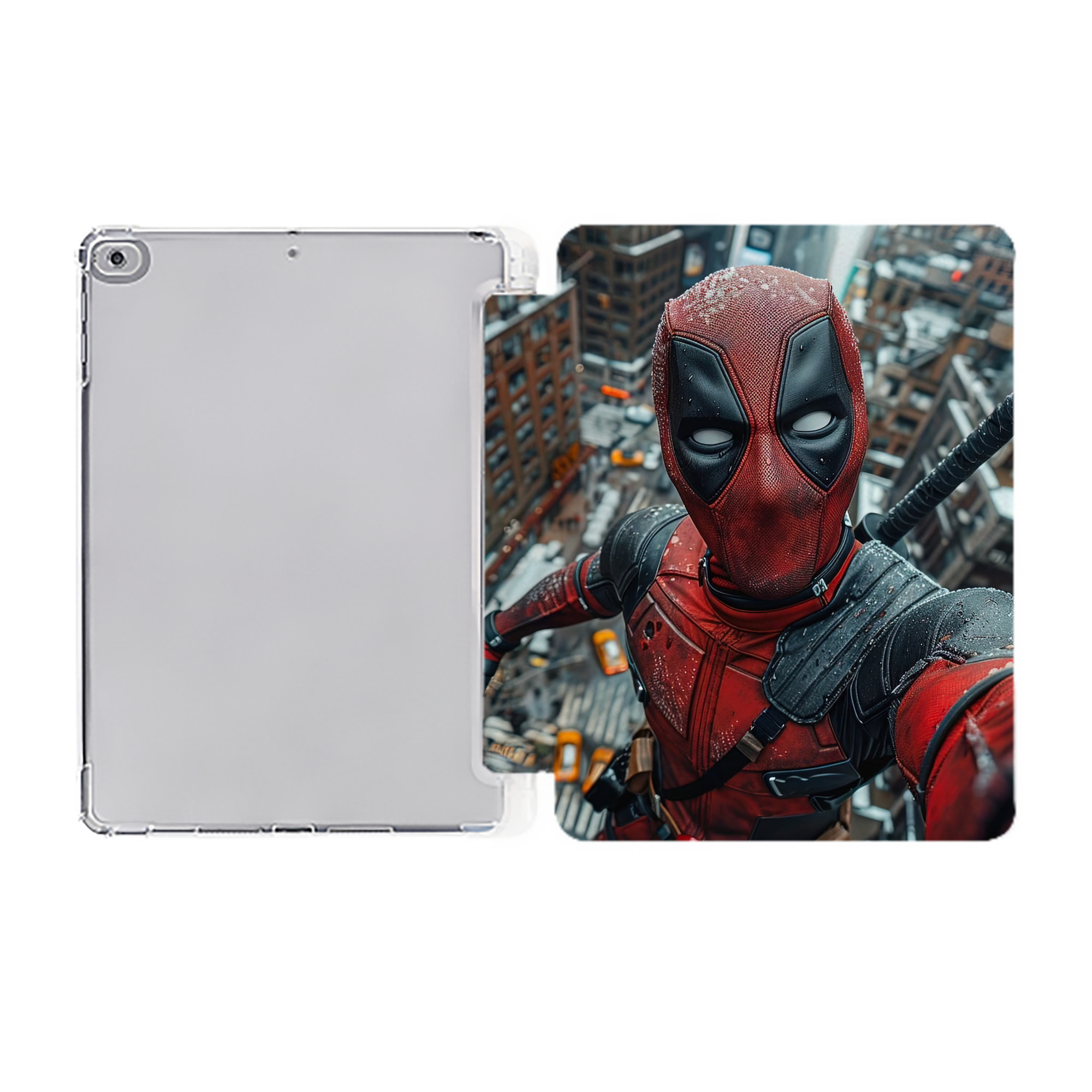 （画像用） Deadpool デッドプール IPad ケース ペン収納付き 三つ折りスタンド PUレザー×シリコン 対応機種9.5/10.5/10.9インチ